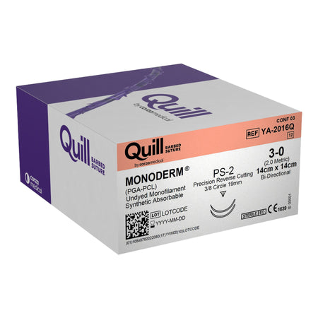 Surgical Specialties YA-2016Q Quill Monoderm Polyglycolic Acid / PCL Absorbable Suture with Needle