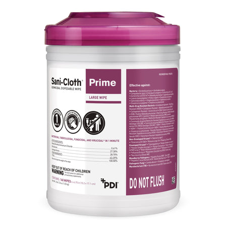 Sani-Cloth® Prime Large Germicidal Disinfectant Wipes, 6 x 6.75 Inch