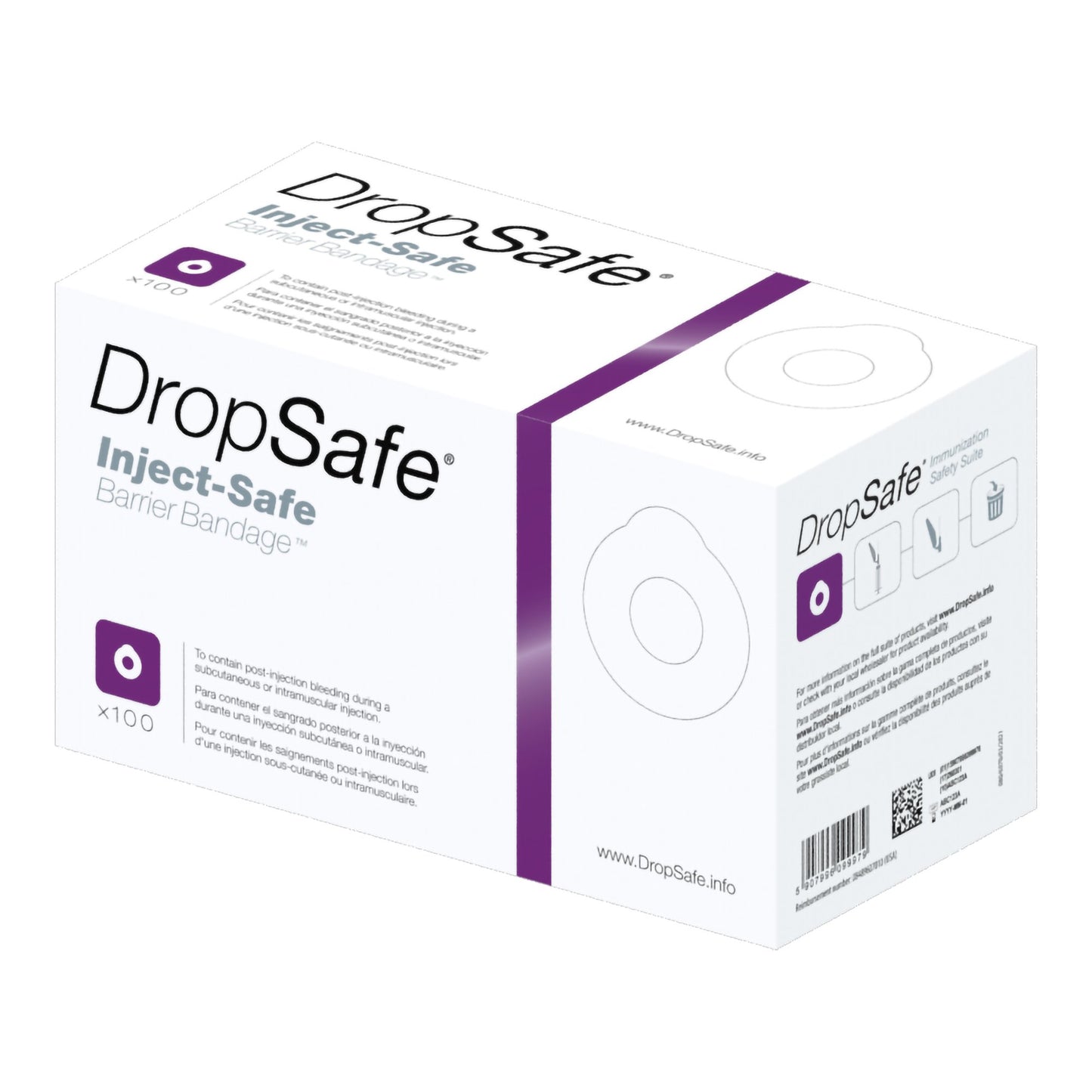 Pre-Injection Adhesive Strip DropSafe® Film / Foam White 1-3/8 Inch Diameter Sterile
