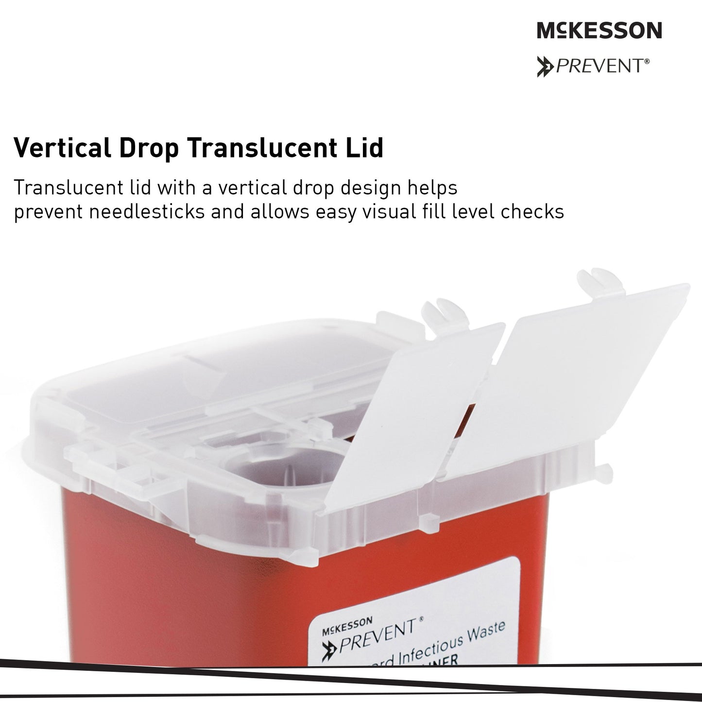 McKesson Prevent® Sharps Container, 1 Quart, 6-1/4 x 4-1/4 x 4-1/4 Inch