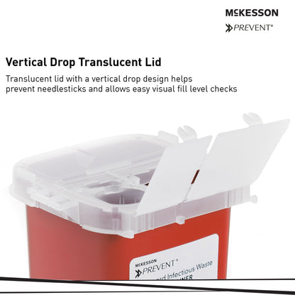 McKesson Prevent® Sharps Container, 1 Quart, 6-1/4 x 4-1/4 x 4-1/4 Inch