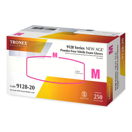 Tronex 9128-20 New Age 9128 Series Nitrile Exam Glove, Medium, Violet-Blue