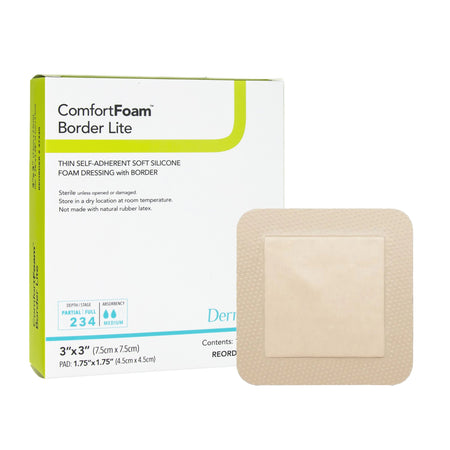 ComfortFoam Border Lite Thin Bordered Foam Wound Dressing, 3 x 3 Inch by DermaRite Industries product image