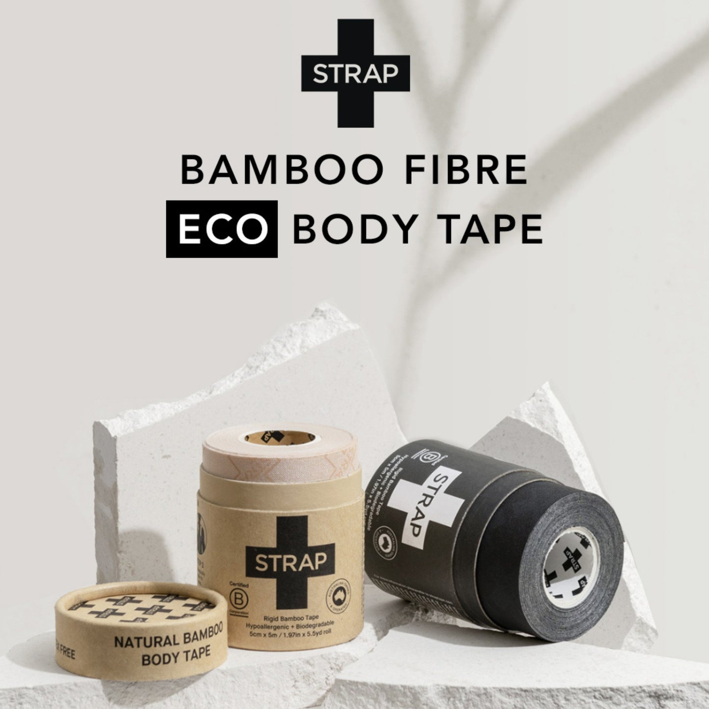 Strap™ Bamboo Fiber Athletic Tape, 1.97 Inch x 5-1/2 Yard, Black