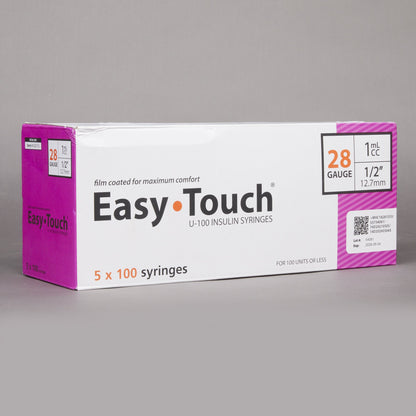 Standard Insulin Syringe with Needle EasyTouch™ 1 mL 1/2 Inch 28 Gauge NonSafety Thin Wall