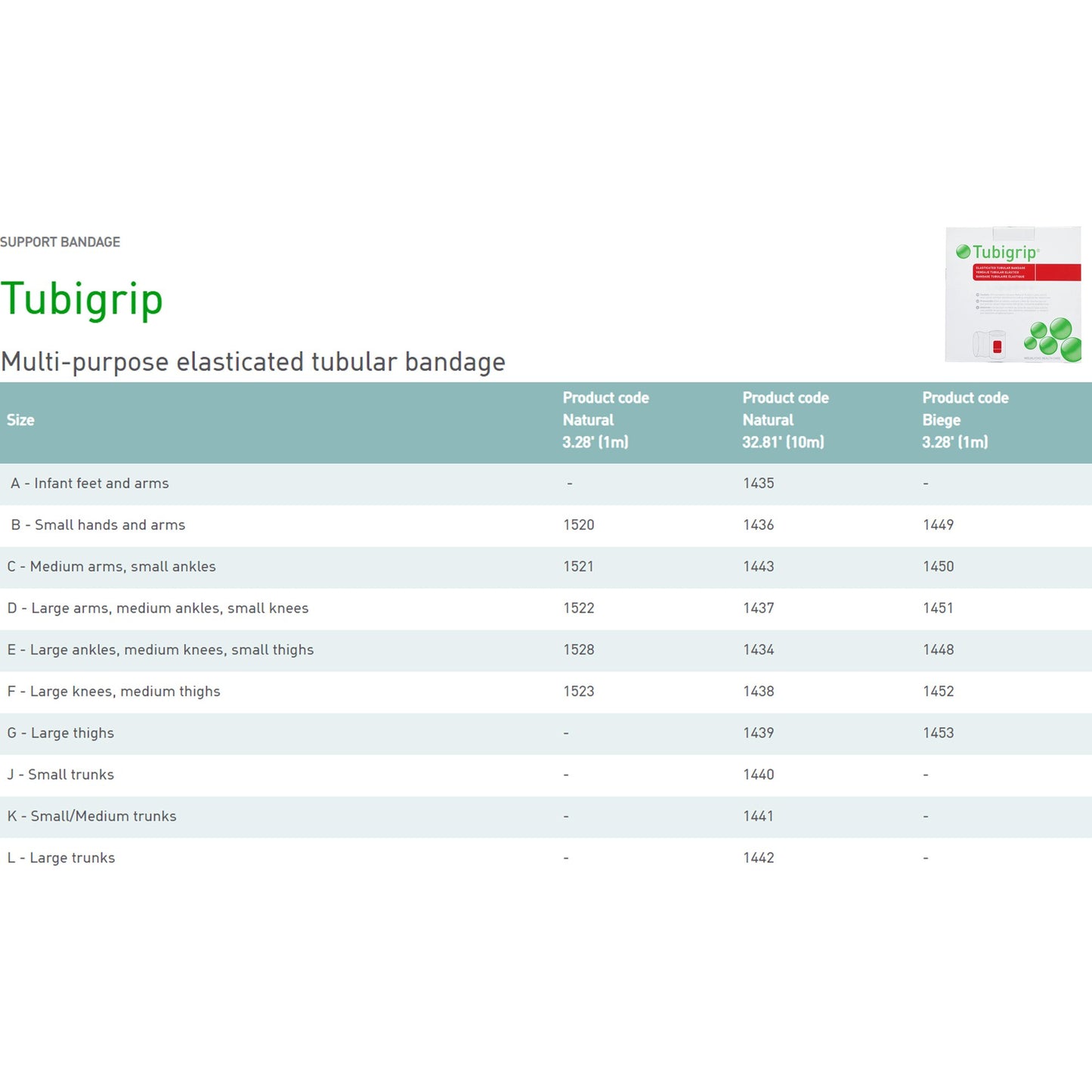Tubigrip® Pull On Elastic Tubular Support Bandage, 10 Meter, Size D