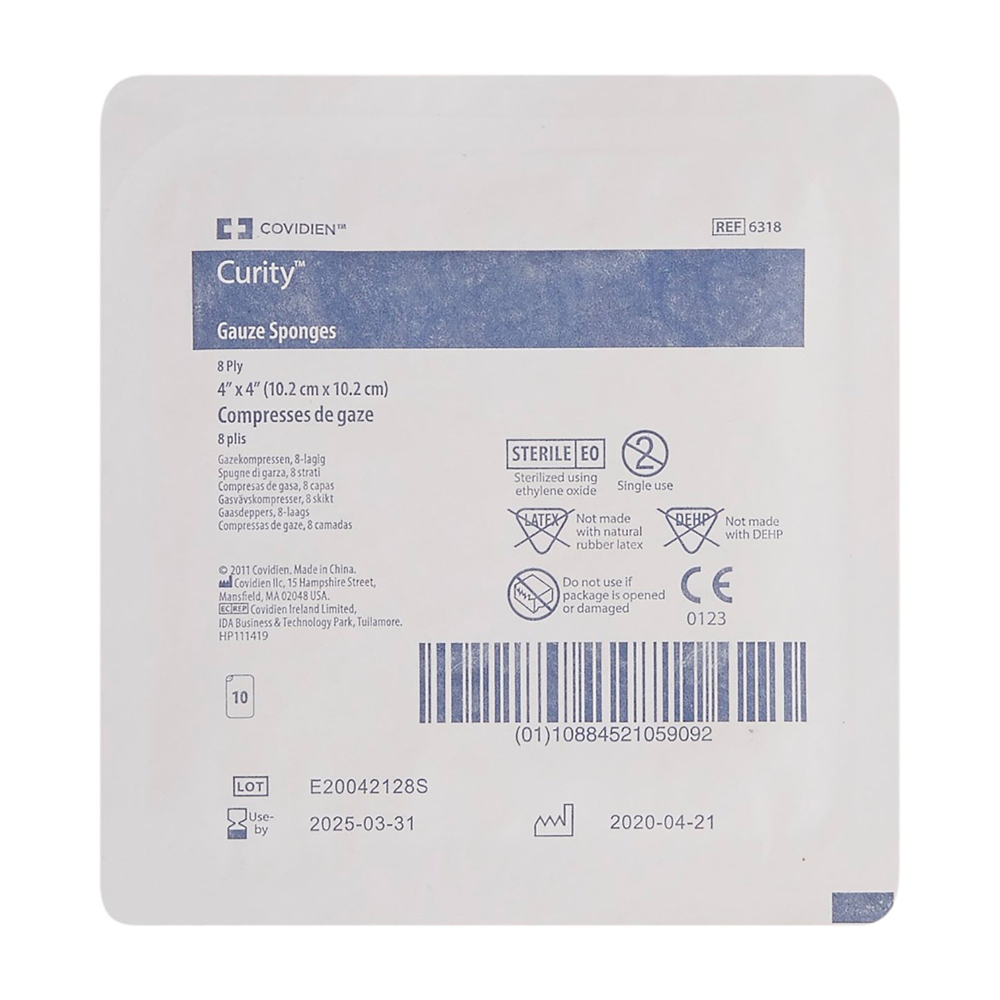 Curity™ Sterile USP Type VII Gauze Sponge, 4 x 4 Inch, 8-Ply