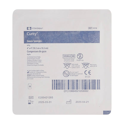 Curity™ Sterile USP Type VII Gauze Sponge, 4 x 4 Inch, 8-Ply