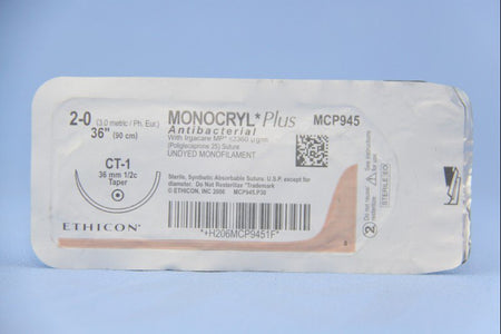 Ethicon MCP945H Monocryl Poliglecaprone 25 with Irgacare MP Antibacterial Suture Absorbable Needle