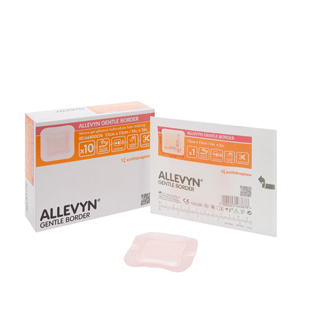 Smith & Nephew 66800276 Allevyn Gentle Border Silicone Foam Dressing, 3 x 3 Inch