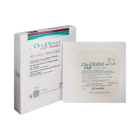 ConvaTec 187971 DuoDerm CGF Border Hydrocolloid Dressing, 4 x 4 Inch