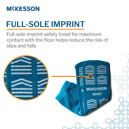 Slipper Socks McKesson Unisex Adult Double Tread Single Patient Use Teal