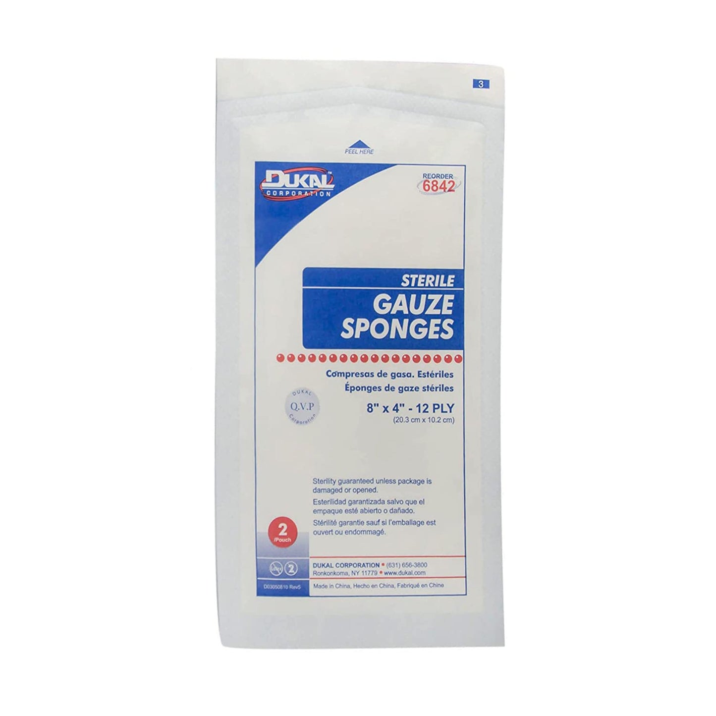Dukal™ Sterile Gauze Sponge, 4 x 8 Inch, 12-Ply