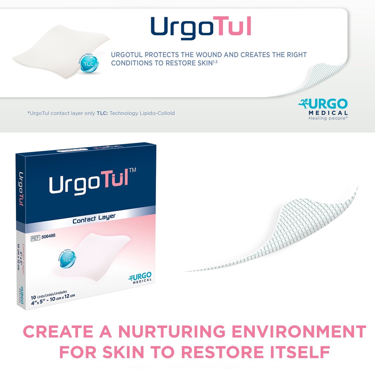 UrgoTul™ Impregnated Contact Layer Dressing, 4 x 5 Inch