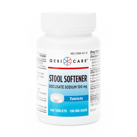 Geri-Care 421-01-GCP Stool Softener Tablet 100 per Bottle mg Strength Docusate Sodium