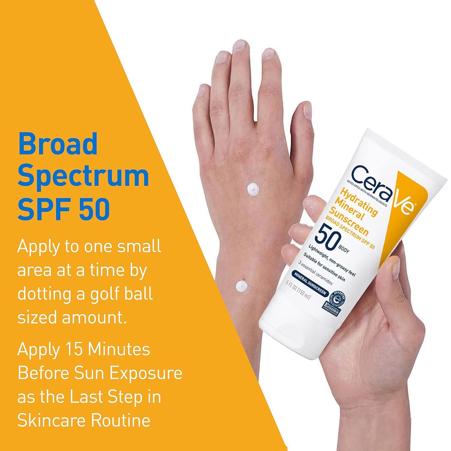 Sunscreen CeraVe® Hydrating Mineral Sunscreen SPF 50 Lotion 5 oz. Tube