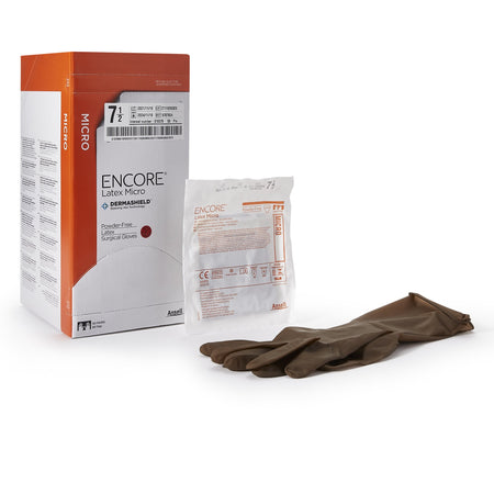 Ansell 5787004 Encore Latex Micro Surgical Glove, Size 7.5, Brown