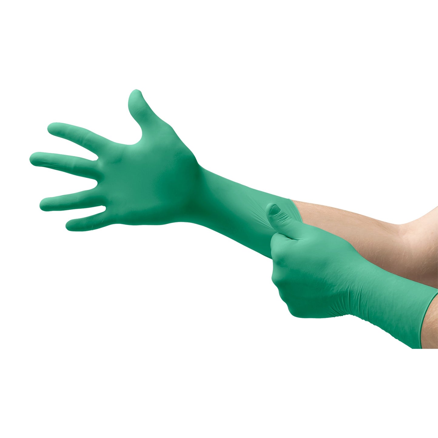 Chemical Protection Glove TouchNTuff® 92-605 Medium Nitrile Green 12 Inch Beaded Cuff NonSterile