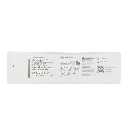 Magellan™ Syringe with Hypodermic Needle, 22 Gauge, 1-1/2 Inch Needle Length