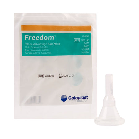 Coloplast 6400 Freedom Clear Advantage Male External Catheter, Self-Adhesive, Medium