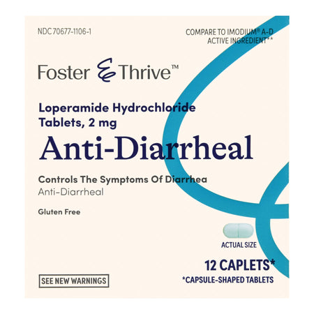 McKesson 70677110601 Foster & Thrive Anti-Diarrheal Loperamide HCl 2 mg Caplets