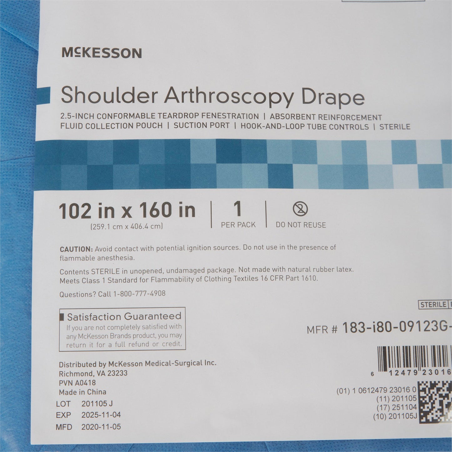 McKesson Sterile Shoulder Arthroscopy Drape, 102 x 160 Inch