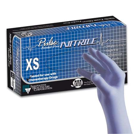 Innovative Healthcare 177052 Pulse Nitrile Exam Glove, Extra Small, Aqua Blue