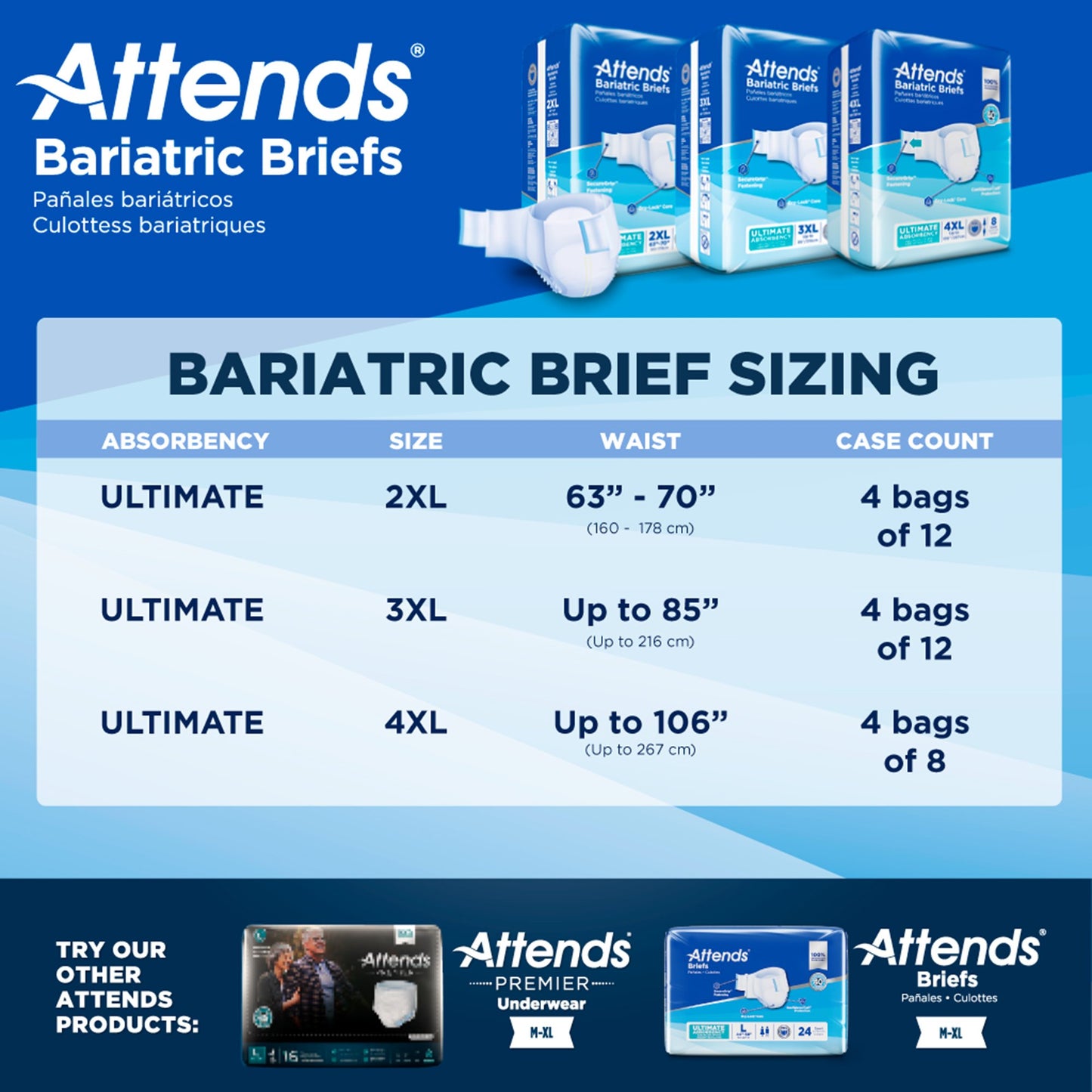 Attends® Bariatric Briefs, 2X-Large