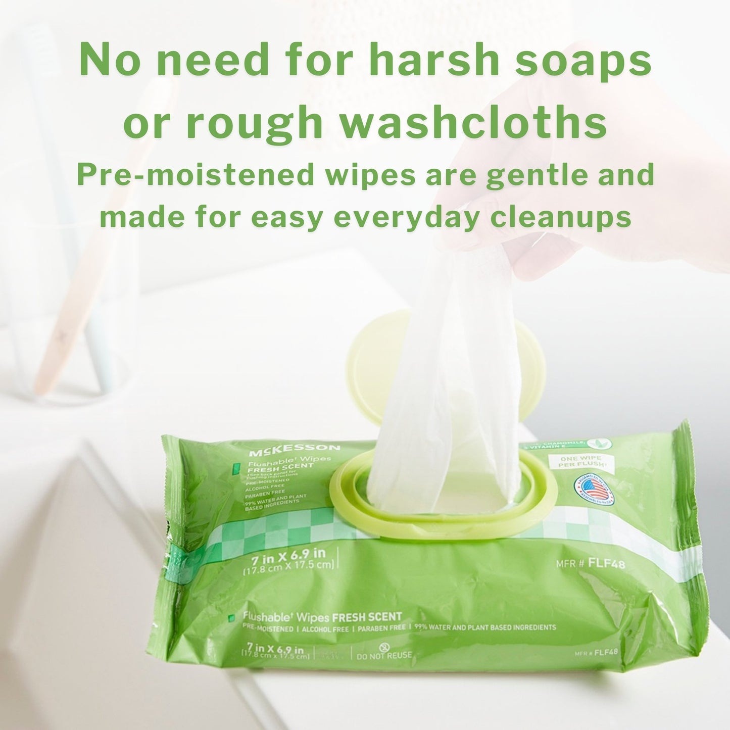 McKesson Flushable* Wet Wipes - Scented, 48 Wet Wipes per Pack