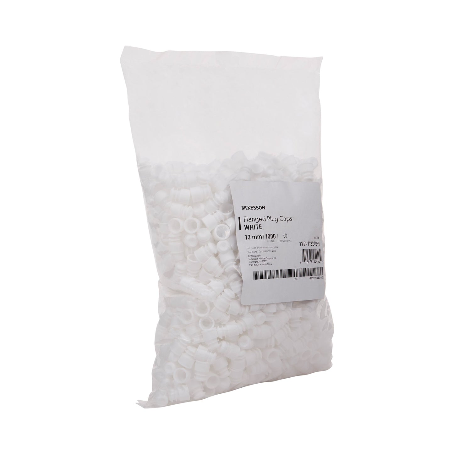 McKesson Tube Closure Flanged Plug Cap White Polyethylene 1000 per Bag