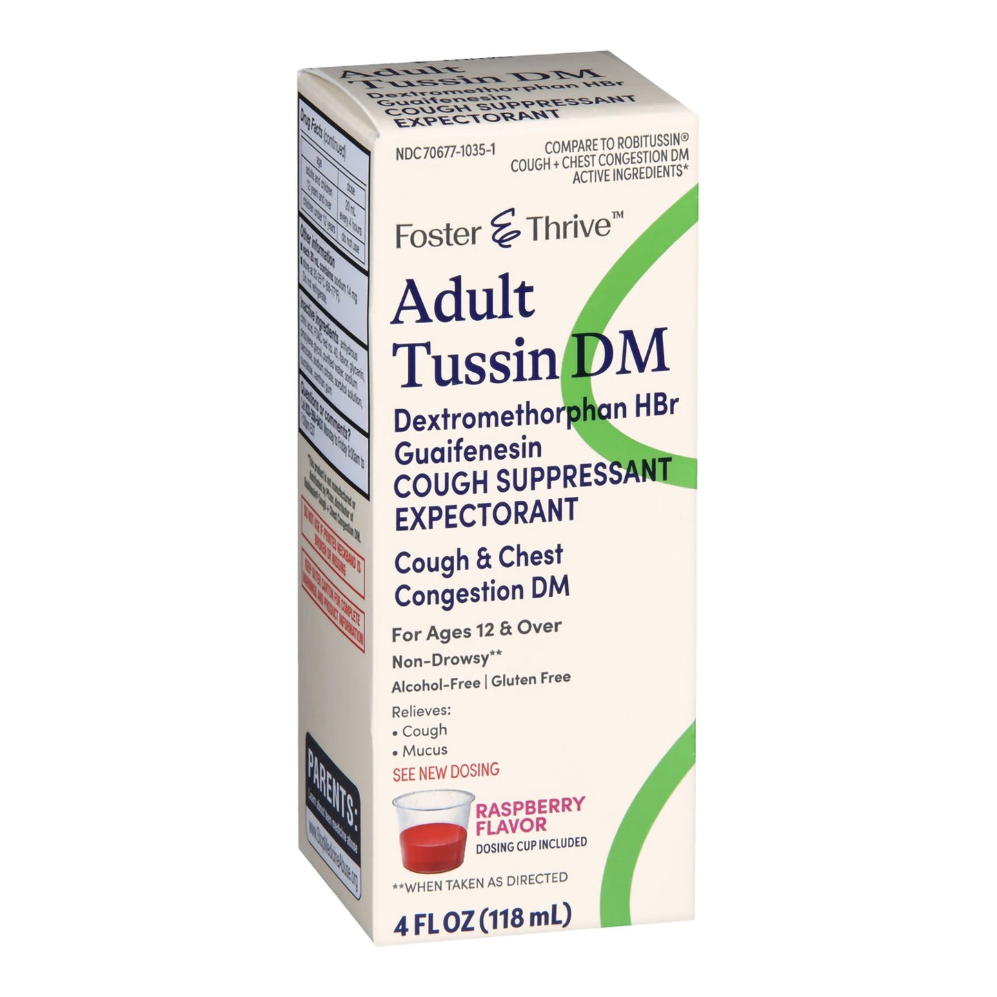 Foster & Thrive™ Adult Tussin DM Liquid, Raspberry Flavor