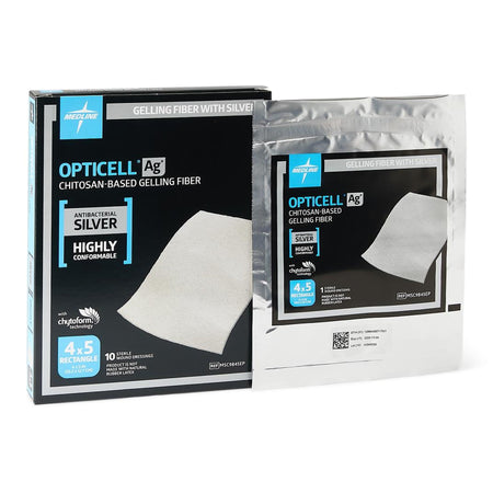 Medline MSC9845EP Opticell Ag+ Silver Gelling Fiber Dressing, 10 Count, 4 x 5 Inch, White