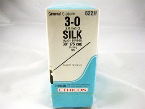 Ethicon 622H Perma-Hand Silk Nonabsorbable Suture with Needle, Reverse Cutting Braided