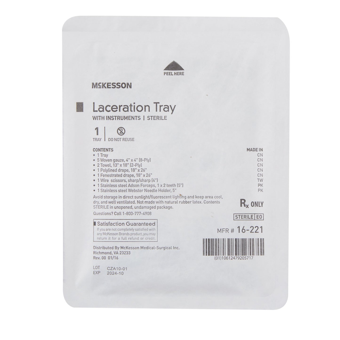 McKesson Laceration Tray with Instruments