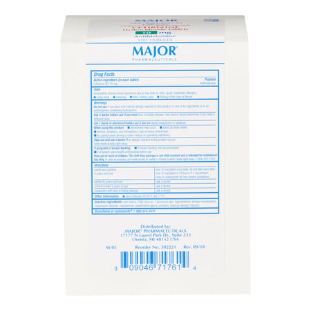 Major Pharmaceuticals 904671761 Cetirizine HCl 10 mg Tablet 100 Tablets