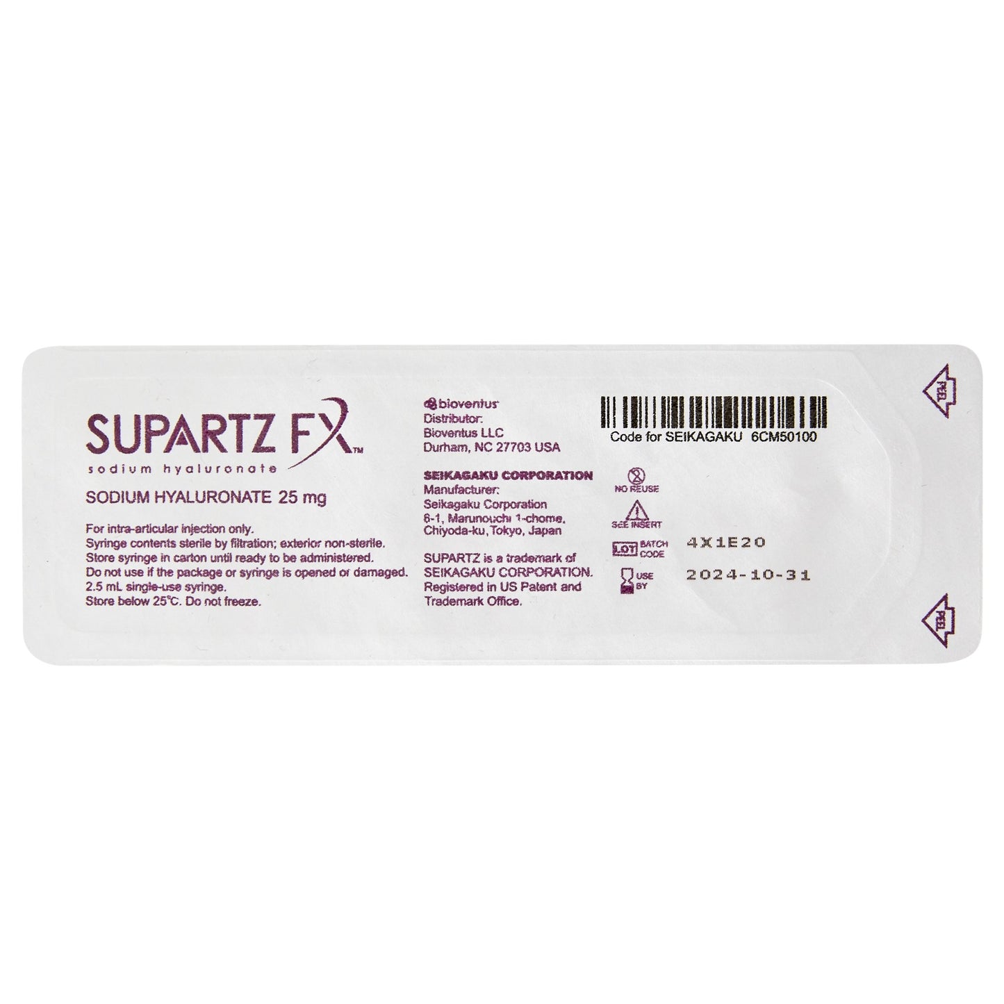 Supartz FX™ Sodium Hyaluronate 10 mg / mL Injection 2.5 mL