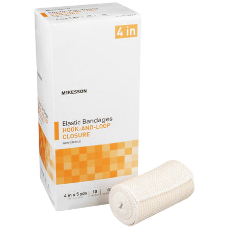 McKesson 16-1033-4 Hook and Loop Closure Elastic Bandage, 4 Inch x 5 Yard