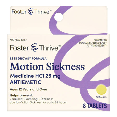 McKesson 70677108801 Foster & Thrive Less Drowsy Motion Sickness Meclizine HCl 25 mg Tablets