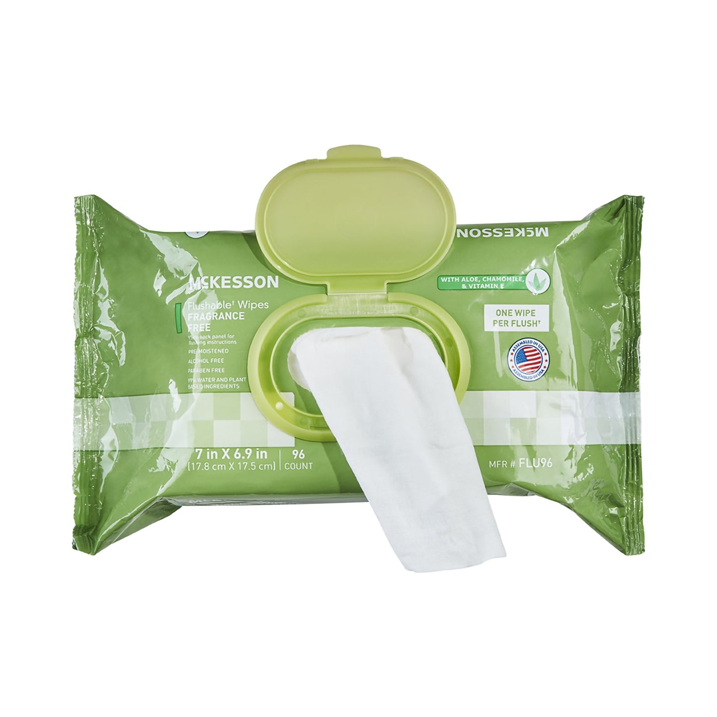 McKesson Flushable* Wet Wipes - Unscented, 96 Wet Wipes per Pack