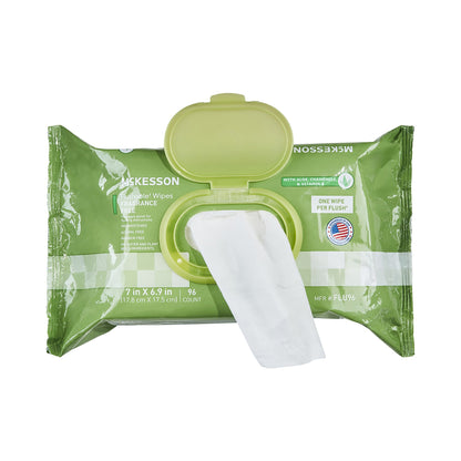 McKesson Flushable* Wet Wipes - Unscented, 96 Wet Wipes per Pack
