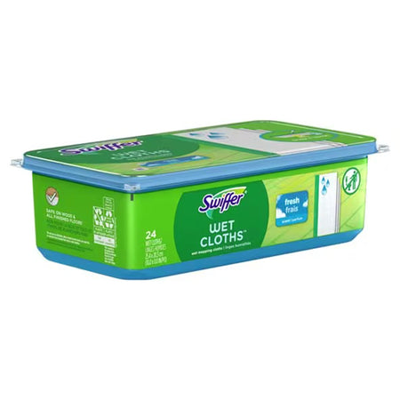 Saturated Wet Mop Pad Swiffer® Wet Bound Edge White Cloth Disposable