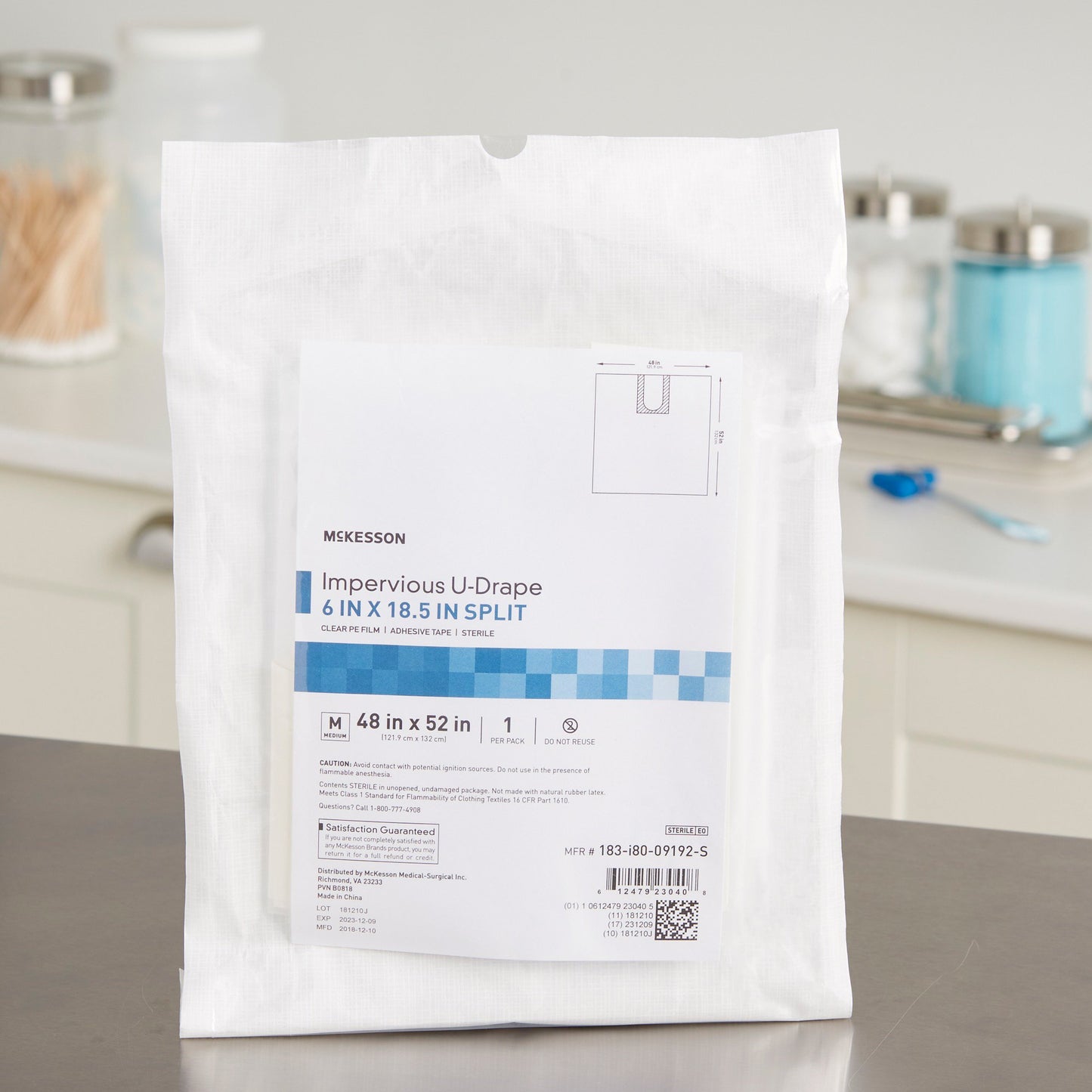 McKesson Sterile Impervious U-Drape, 52 x 48 Inch