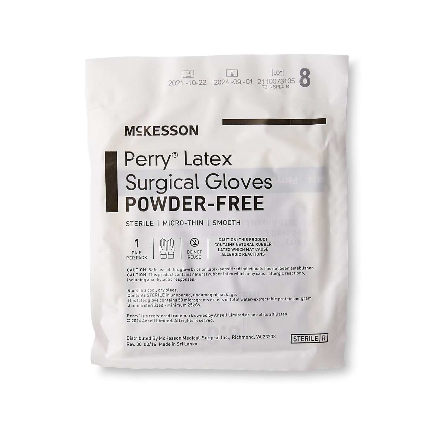 McKesson Perry® Latex Surgical Glove, Size 8, Brown