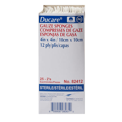 Ducare Sterile Gauze Sponge, 4 x 4 Inch, 12-Ply