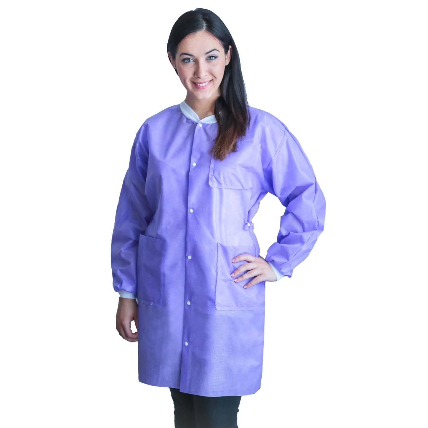 Lab Coat FitMe™ Purple Small Knee Length 3-Layer SMS Disposable