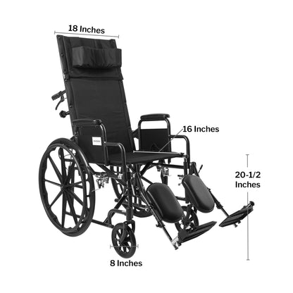 McKesson Reclining Wheelchair, 18-Inch Seat Width
