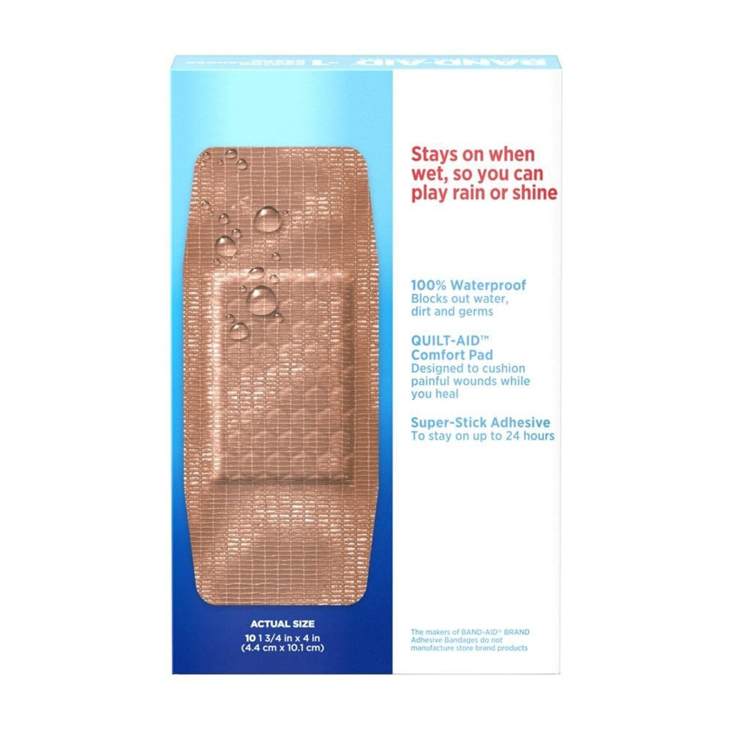 Waterproof Adhesive Strip Band-Aid® Water Block® Tough Strips™ XL Plastic Tan 1-3/4 X 4 Inch Sterile