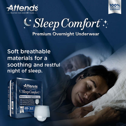 Attends® Sleep Comfort Premium Overnight Underwear, 2X-Large, 68 – 80 Inches