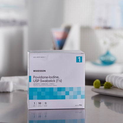 McKesson Impregnated Swabstick, 10% Strength, Povidone Iodine, Individual Packet
