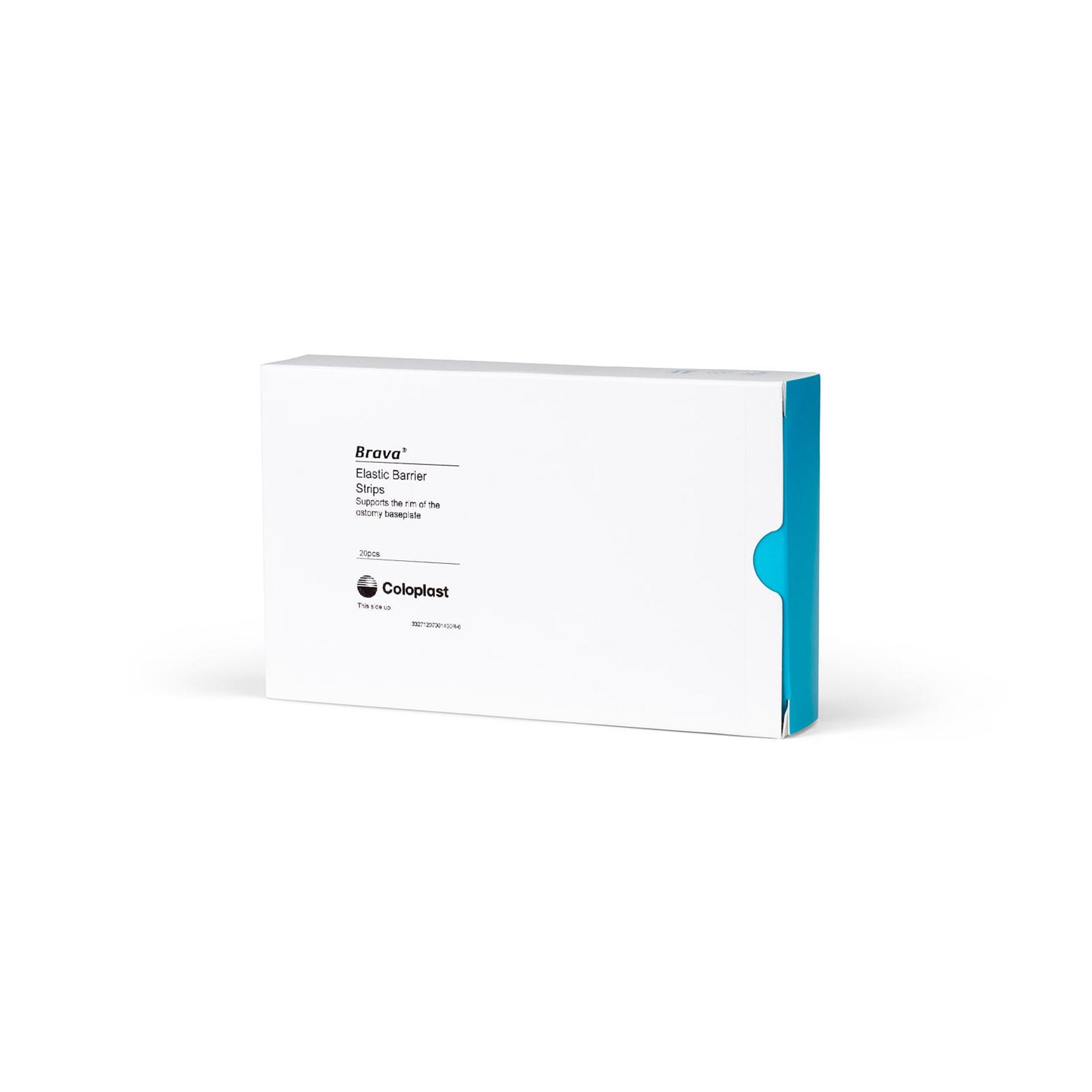 Box of Coloplast 120700 Brava elastic barrier strips in curved crescent shape for ostomy wafer at Lexicon Supply